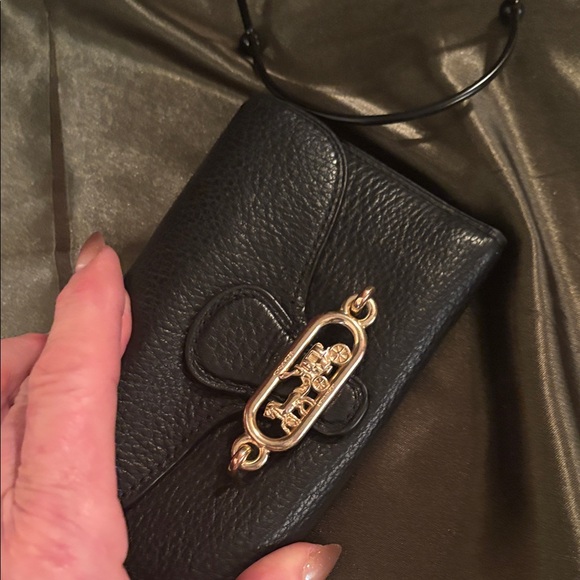 Coach Jade Envelope Black Leather Wallet with Gold Accent F88099 - Picture 12 of 12